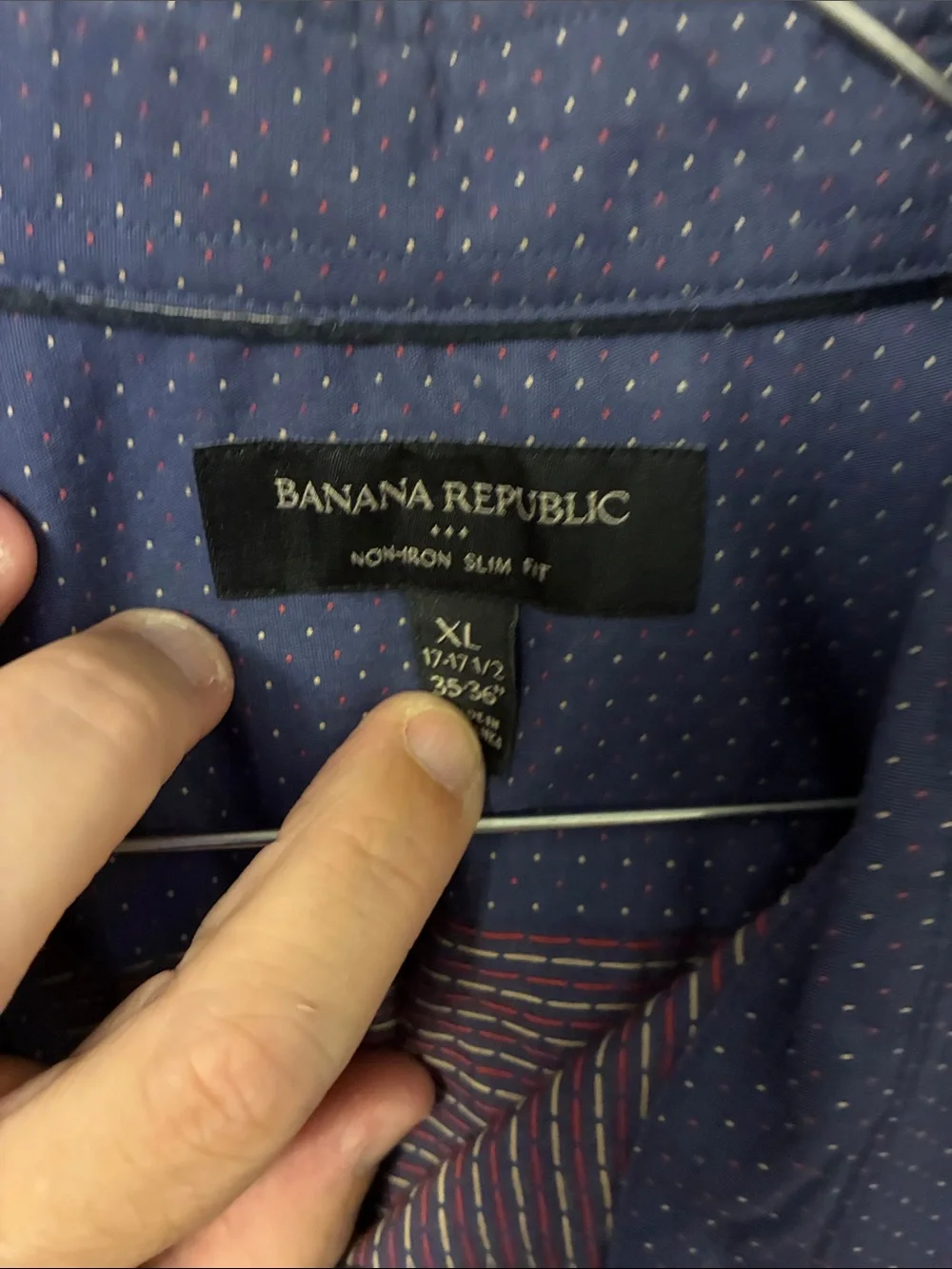 Banana Republic Men's Navy Blue Micro-Pattern Dress Shirt